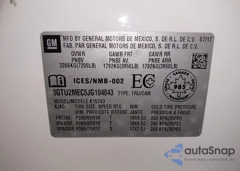 2018 GMC Sierra 1500 Sle from USA, damaged, VIN 3GTU2MEC5JG104843